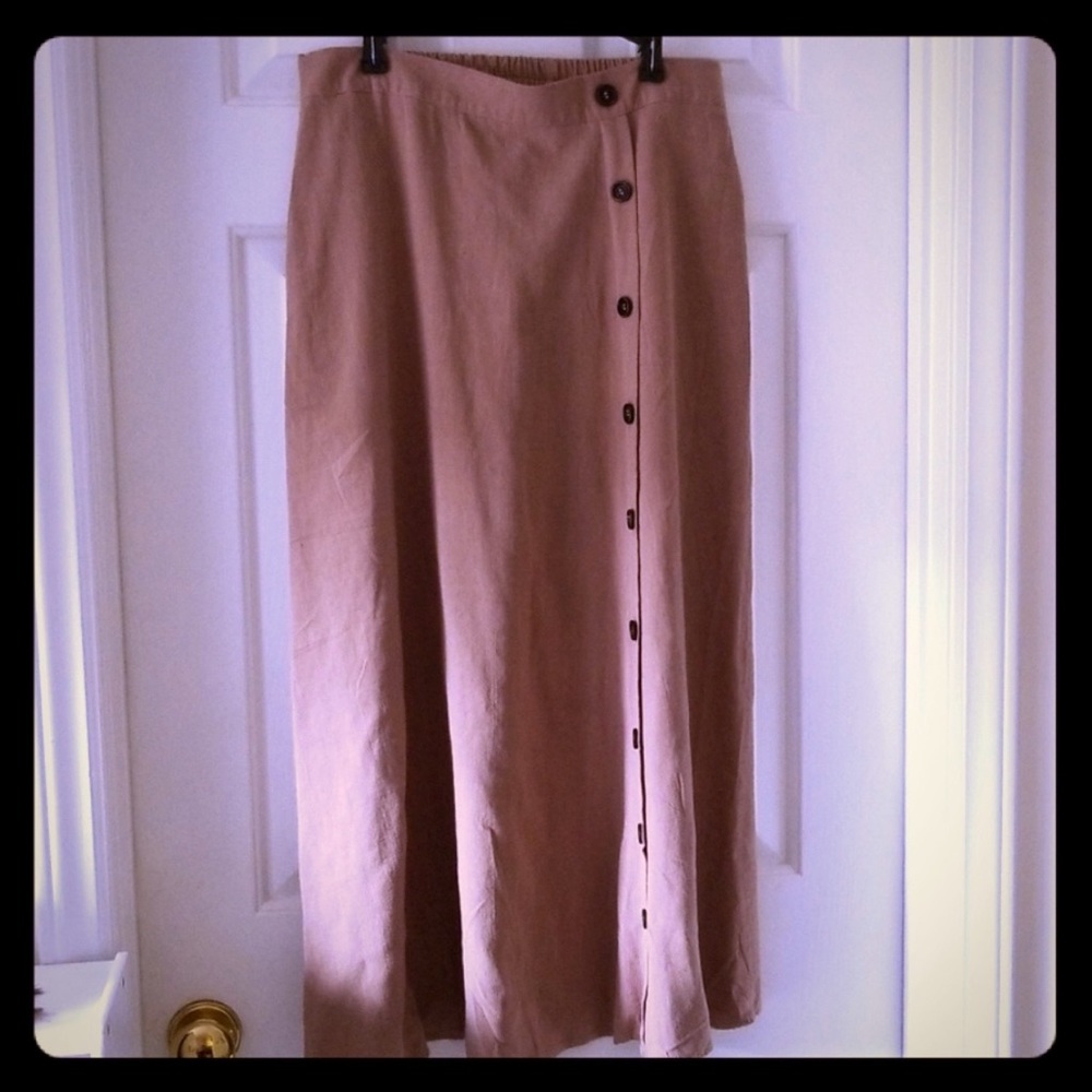 Linen and cotton blend maxi skirt